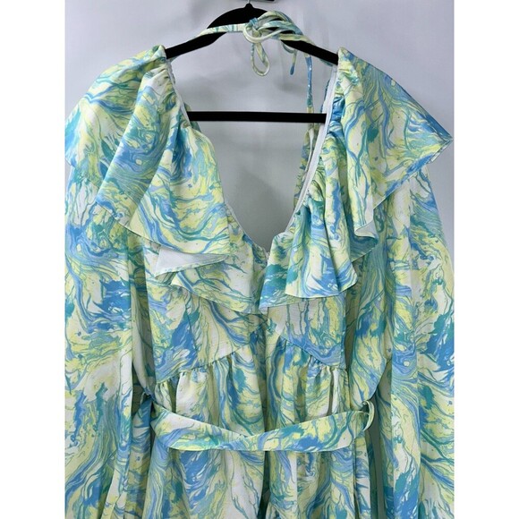 Women's ASOS LUXE Curve Marble V neck Belted Twill Smock Dress Size 22 - Picture 9 of 12